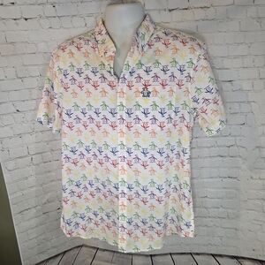🌈 Rare Original Penguin Pride Rainbow Logo Button Down S Large 🌈
